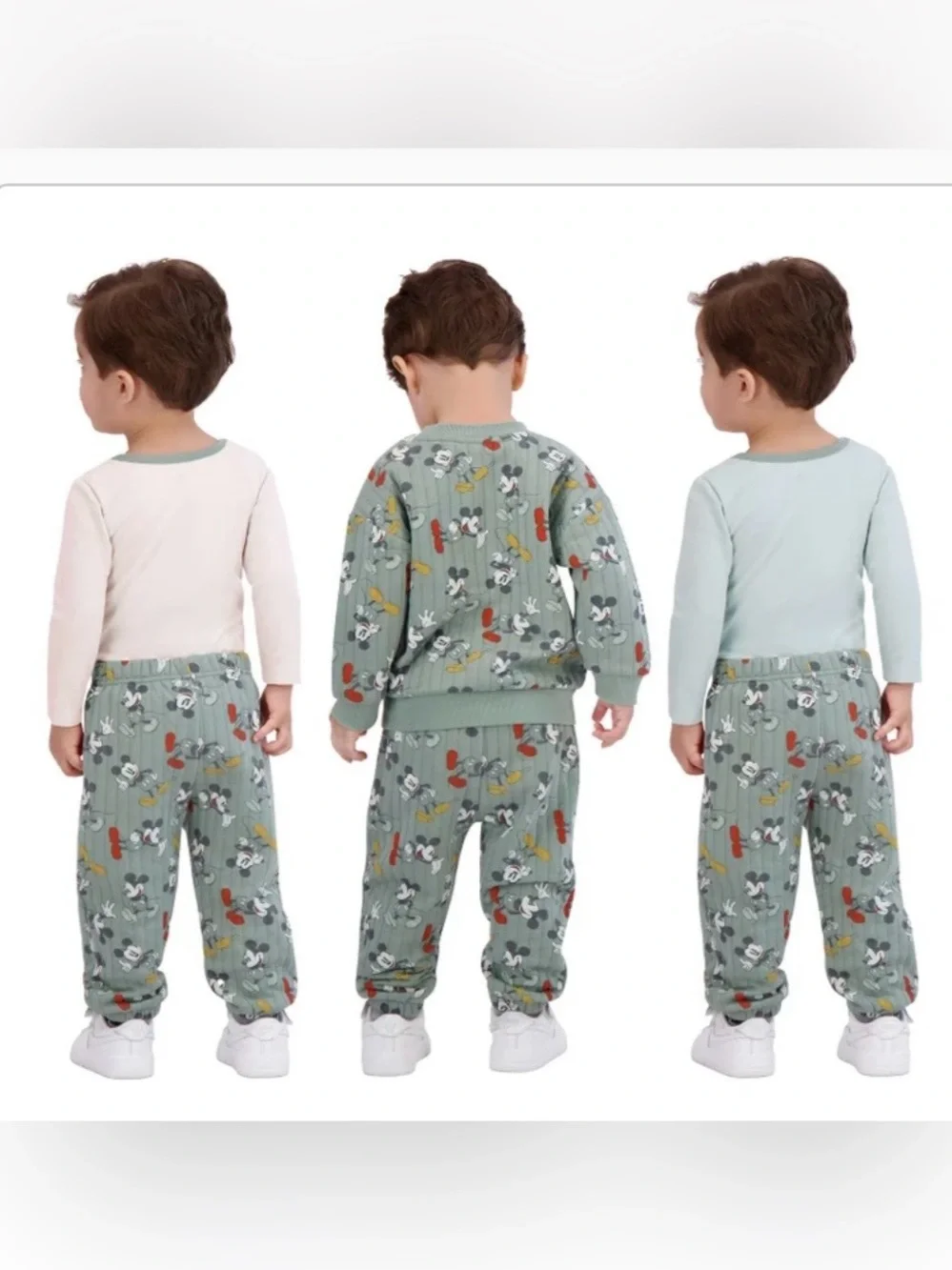 Disney Mickey Mouse Green and Cream Kids Joggers Set - 3 Styles